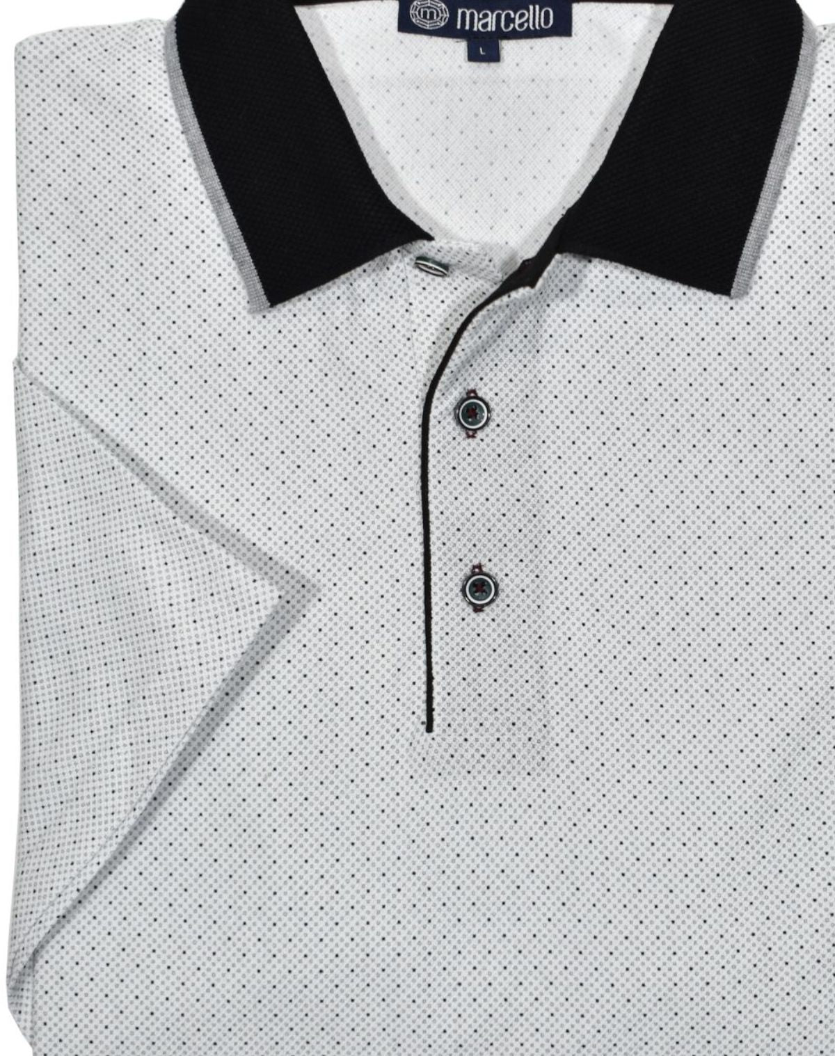 This ultra soft cotton pique polo looks timeless and feels lightweight. Its fine charcoal and black dot pattern, contrast trim fabric, open sleeves and custom buttons make it unique and stylish. Enjoy its classic fit and timeless look.