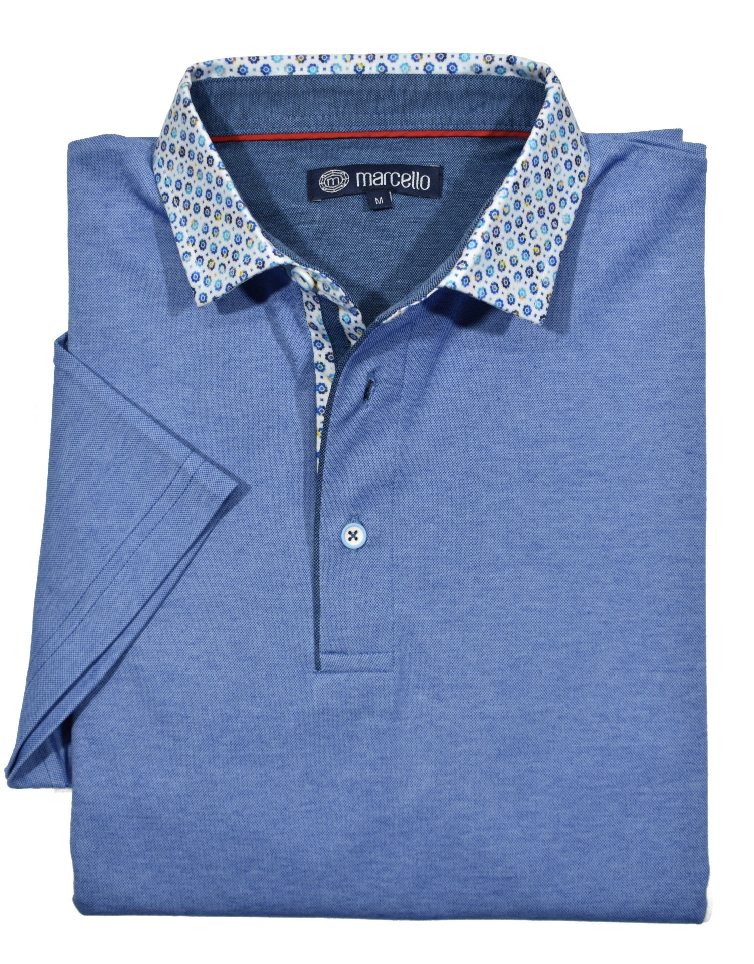 Introducing the Marcello royal oxford print collar polo.