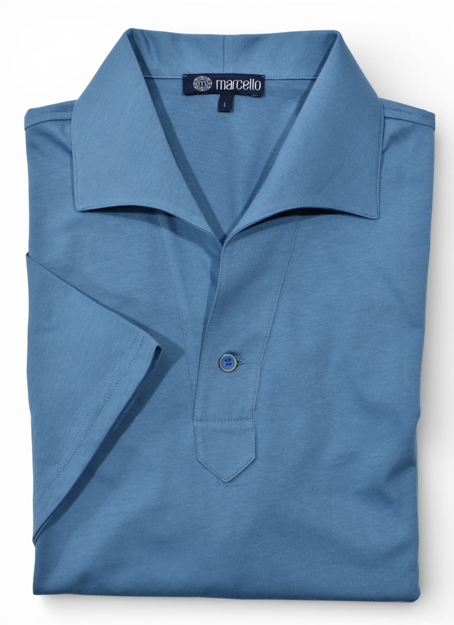 P230 One Piece Collar Blue Knit Polo – Marcello Sport