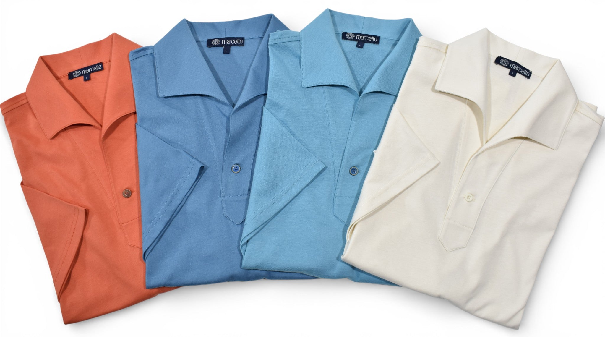 P230 One Piece Collar Blue Knit Polo – Marcello Sport