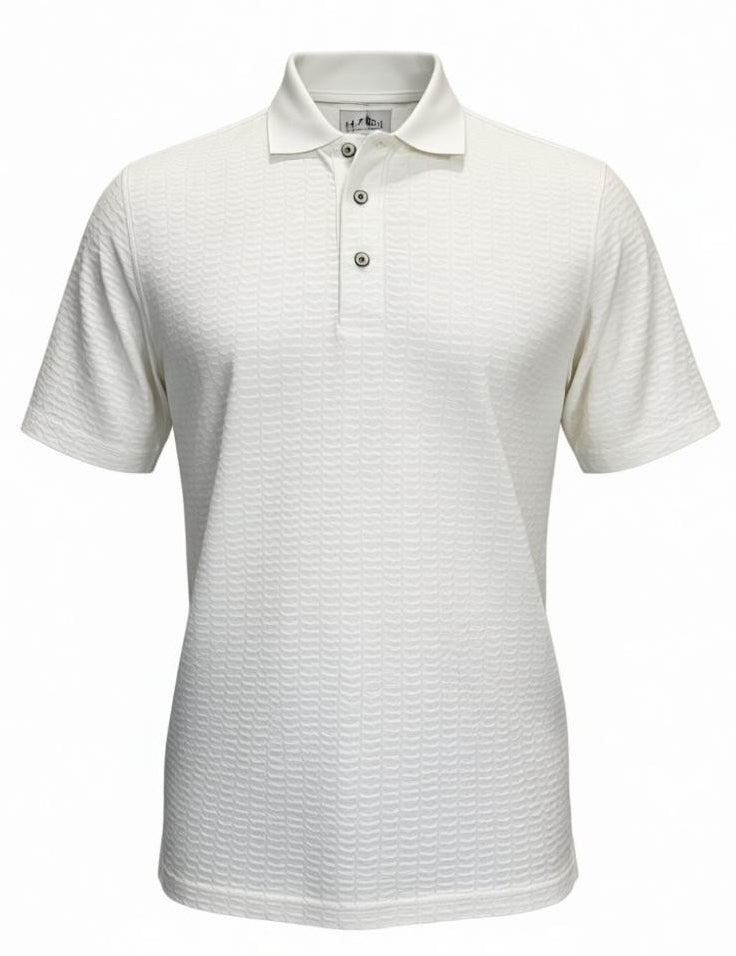 Marcello jacquard polo in ecru.