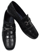 Take your look to the next level with the stylish S133 Black Driver shoes. Handcrafted in Spain with luxe black leather, alligator stamped for rich style and grip rubber soles, these shoes make a fashionable impression with their classic fit and comfortable foot bed. Perfect for any occasion. A great look with jeans or shorts.  Classic fit.