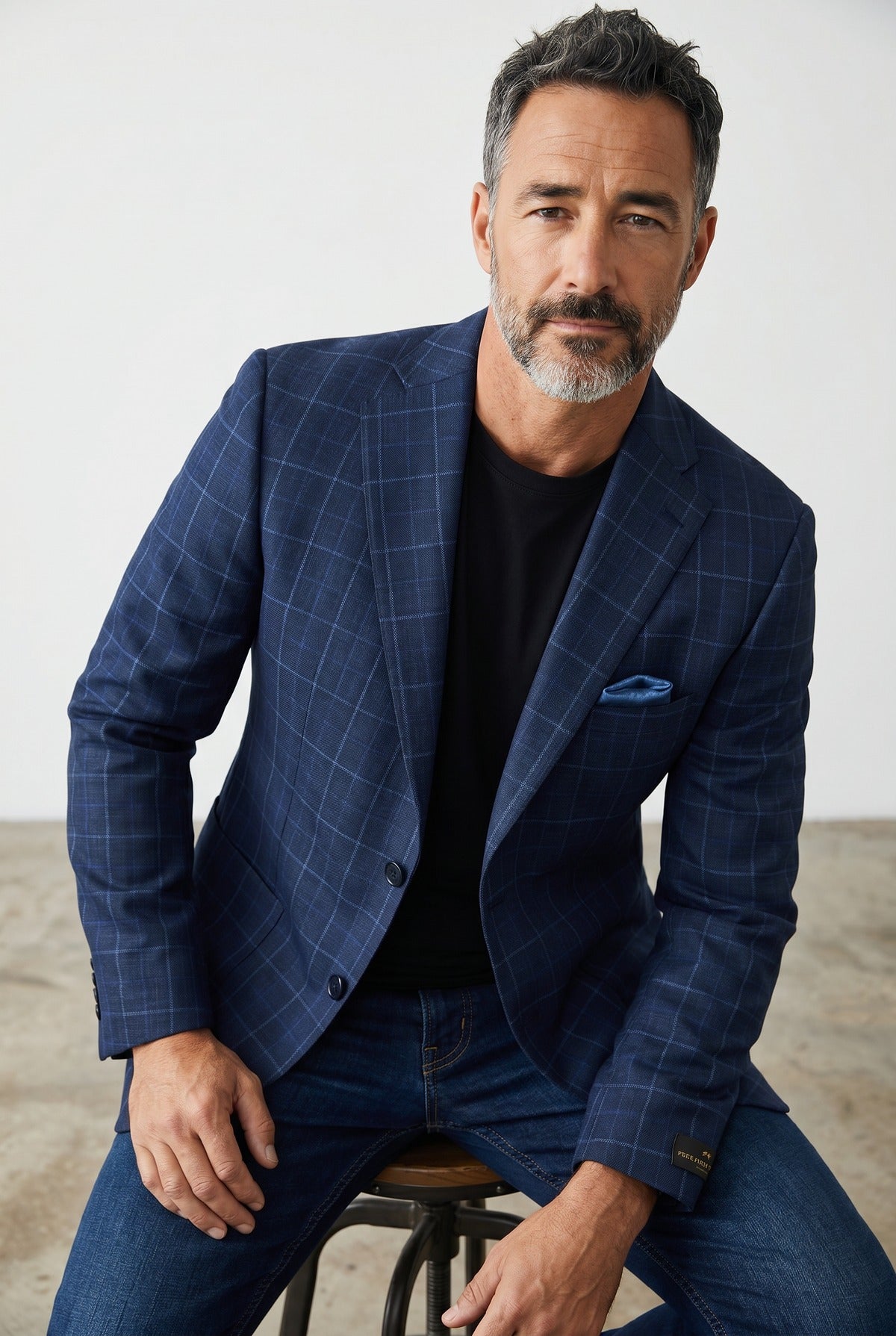 Marcello Navy plaid sport coat.