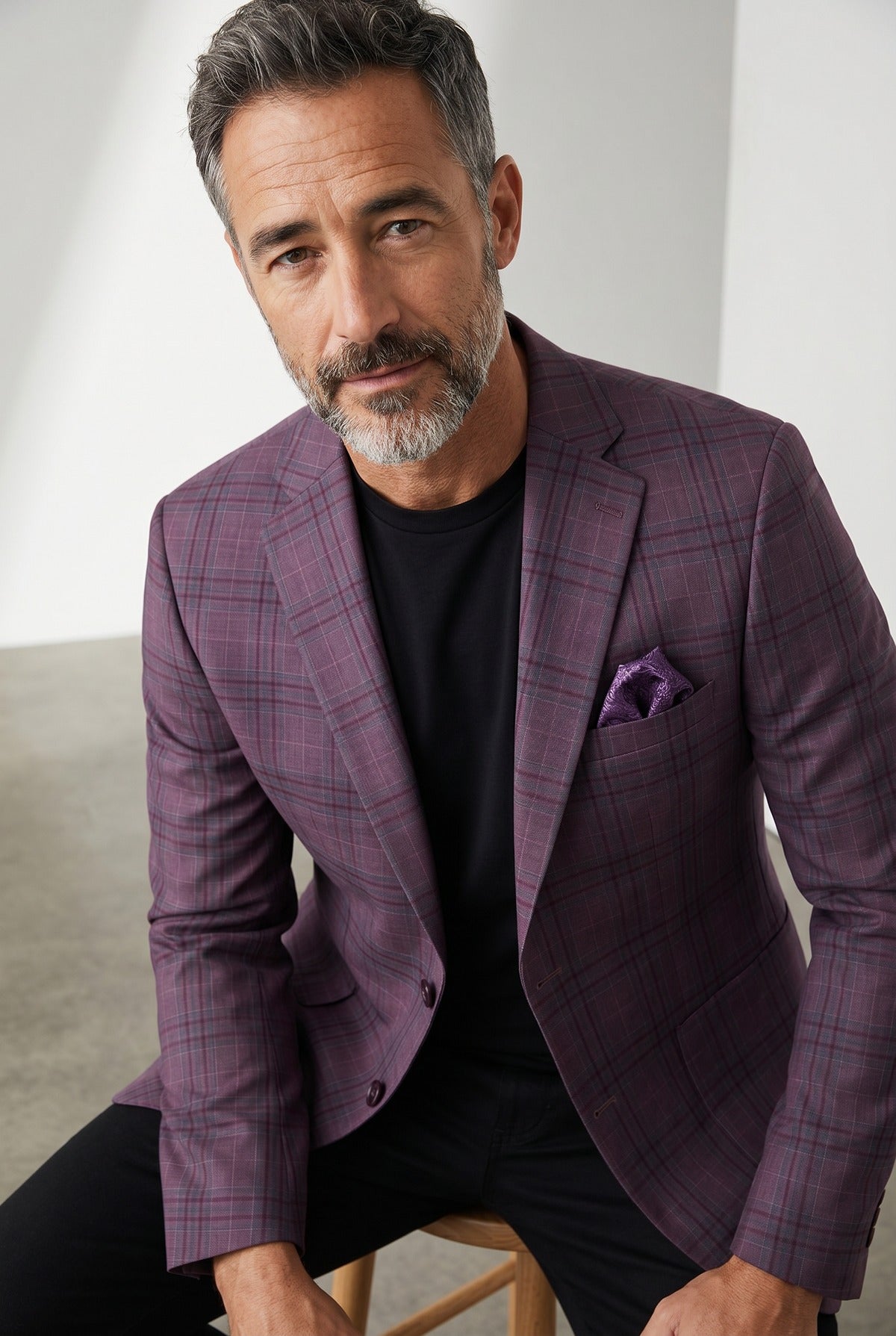 Marcello plum plaid sport coat