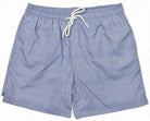 Marcello blue patterned shorts with a drawstring on a white background