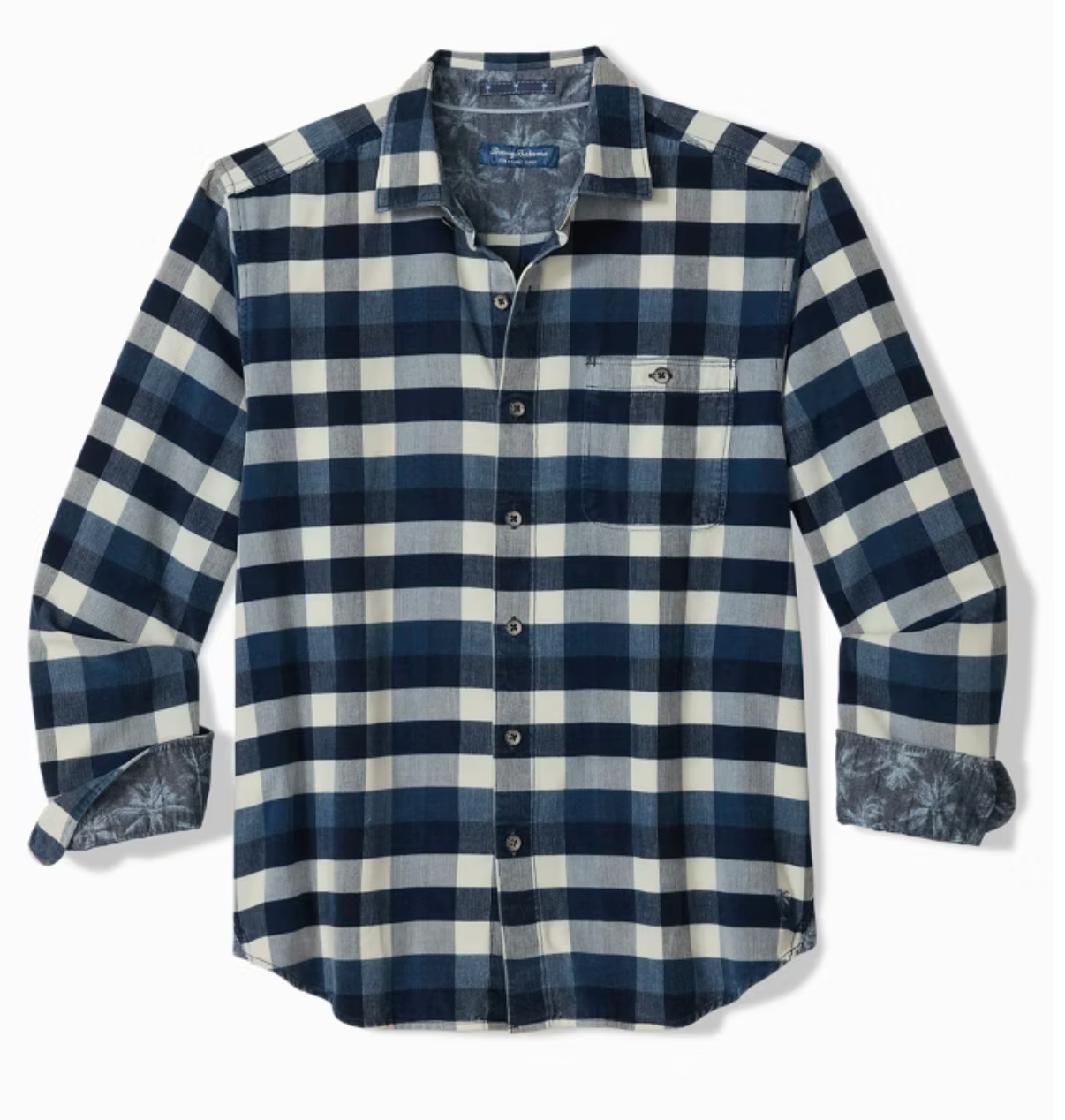 Blue and white checkered shirt on a white background