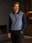 Merino Wool Engineered Zip Polo by Marcello