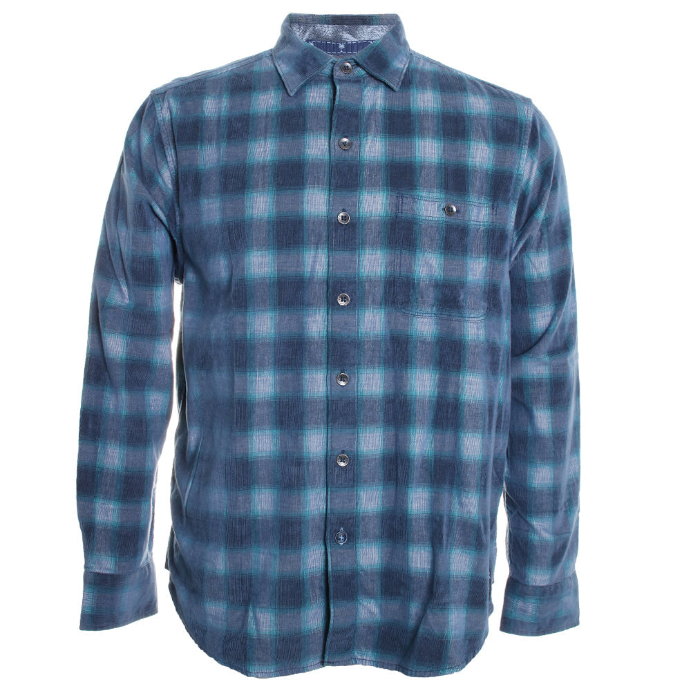 Blue plaid shirt on a white background