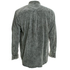 Gray button-up shirt on a white background