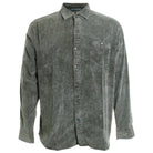Gray button-up shirt on a white background