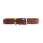 Diagonal shades of brown in a soft leather belt.