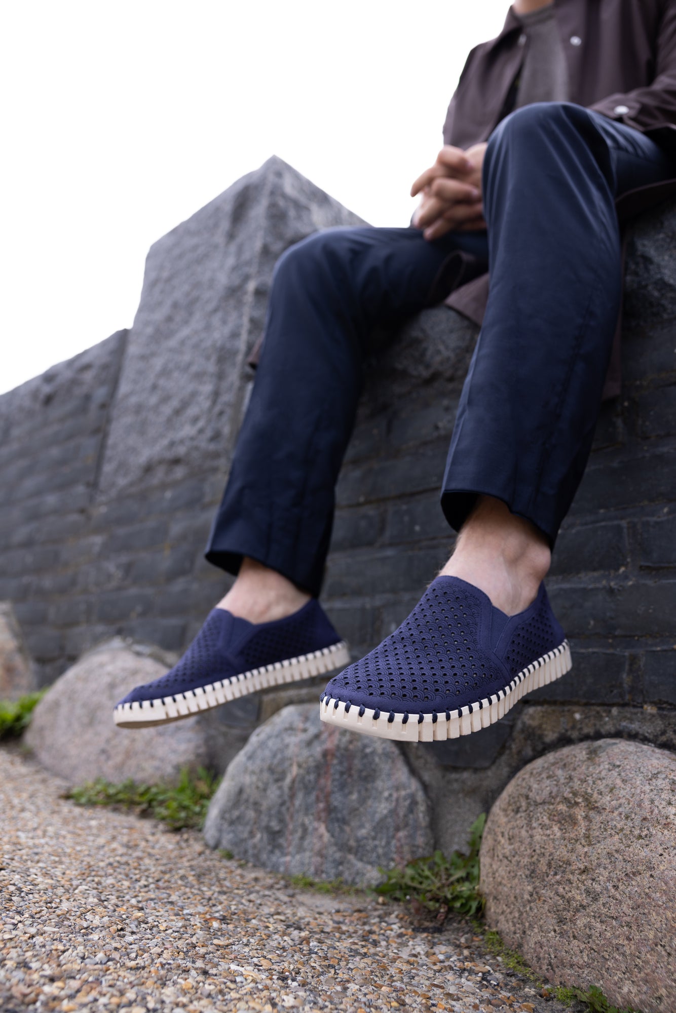 Stay comfortable and stylish with the Navy Perforated Shoe from Marcello.