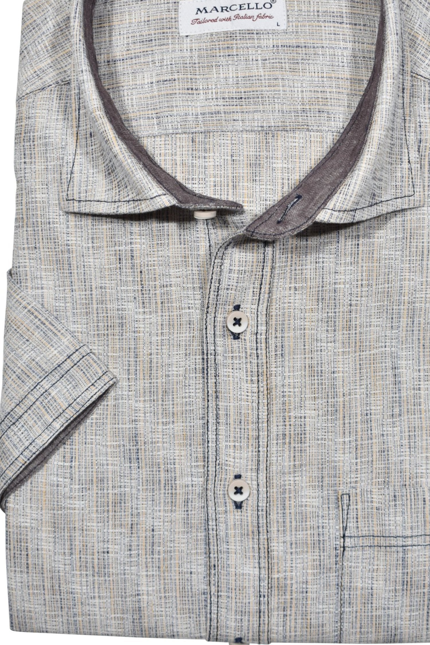 Elevate your Spring/Summer wardrobe with the Marcello Brushed Birch Sport Shirt.