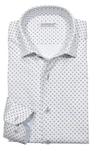 Upgrade your wardrobe with the W036R Fading Star Roll Collar. Crafted from extra fine cotton with a luxurious silk-like finish, this shirt is a dream to wear. The Marcello exclusive one-piece roll collar stands elegantly, while the custom matched buttons and trim fabric add a touch of sophistication.