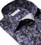 Feel confident and stylish in the Marcello Nebula Paisley Roll Collar.