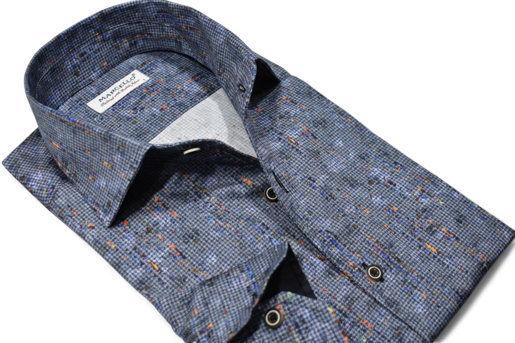 Unleash your style with the Marcello Shaded Houndstooth Roll Collar! 