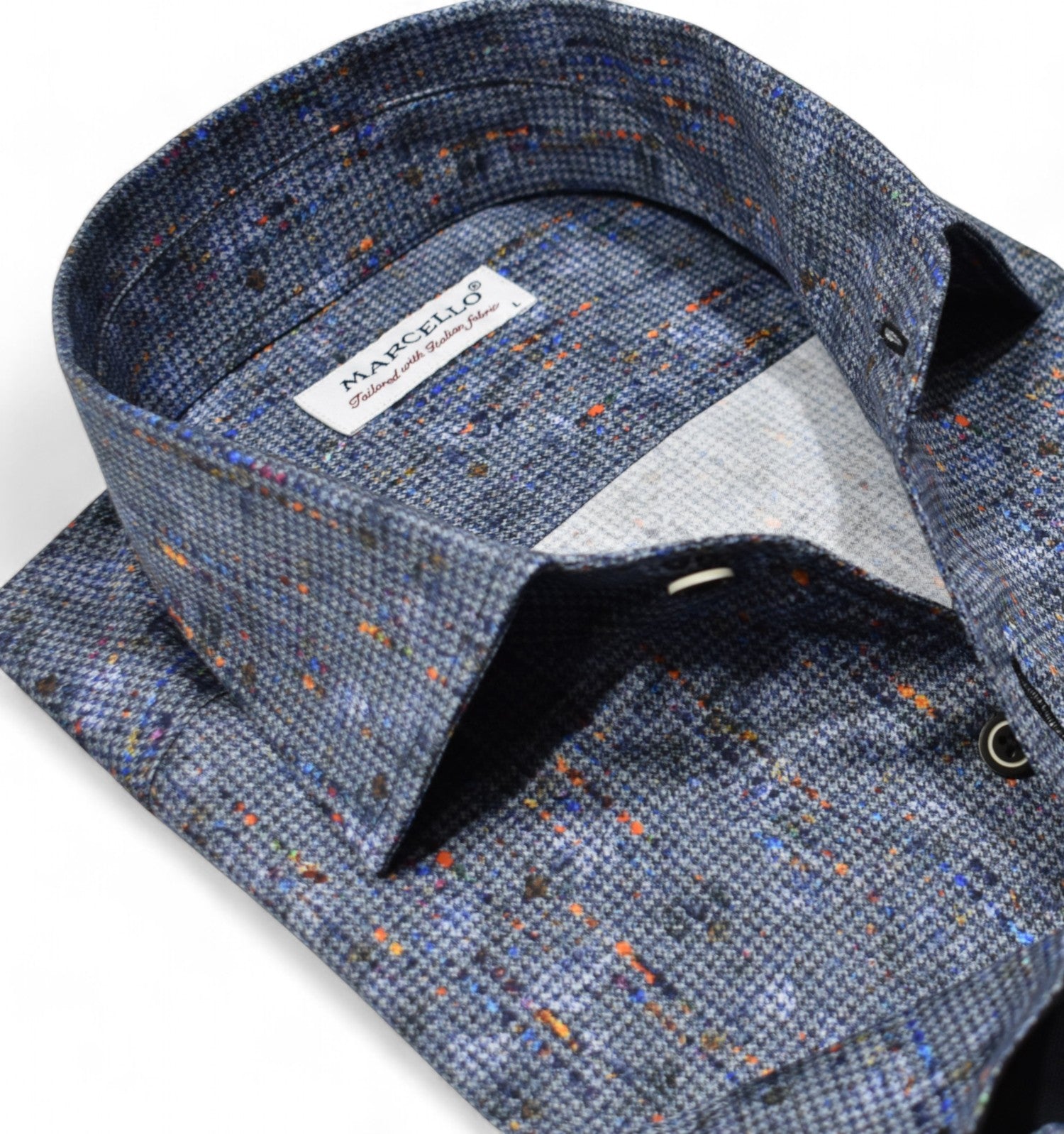 Unleash your style with the Marcello Shaded Houndstooth Roll Collar! 
