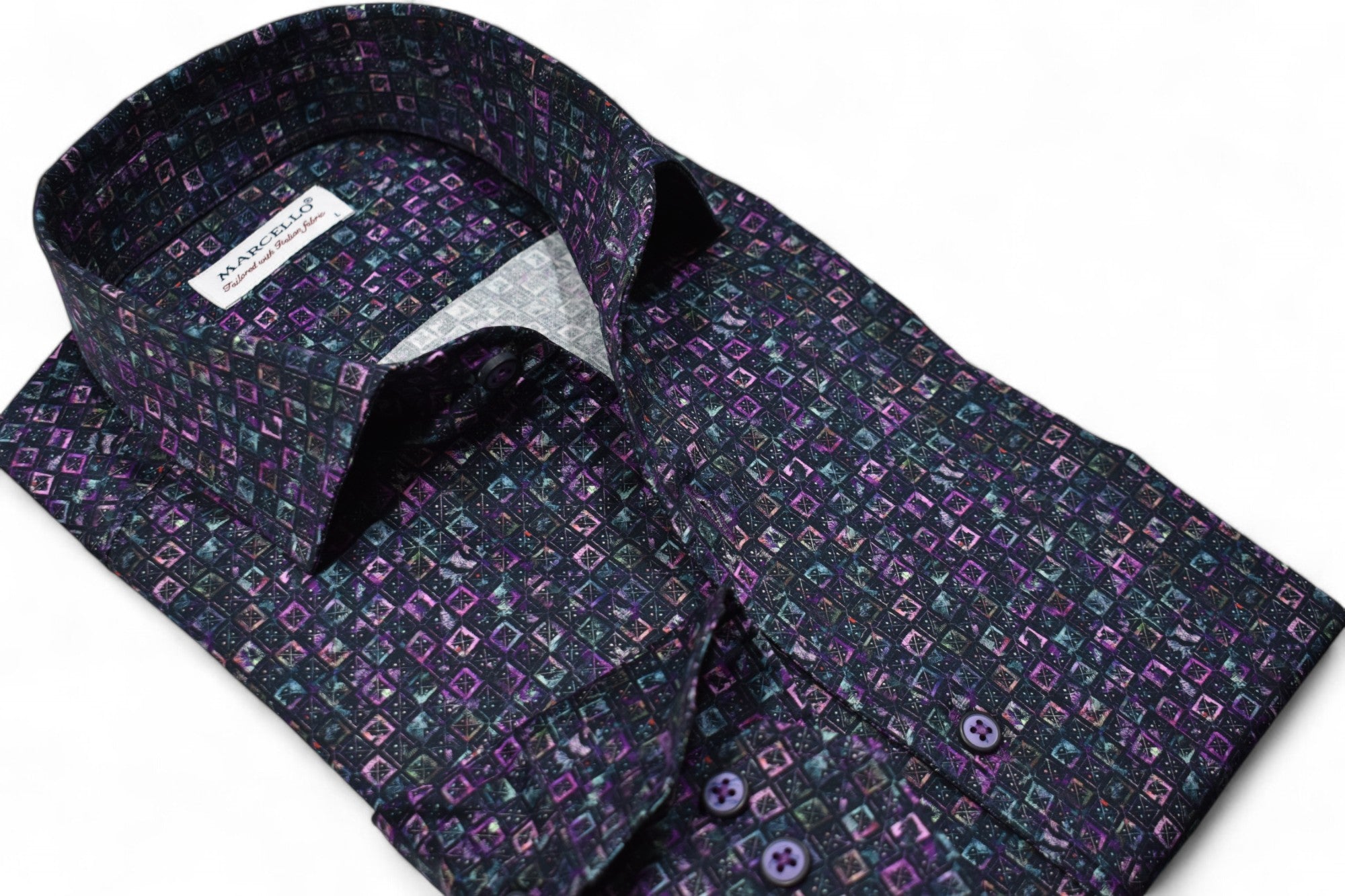 Brighten up your wardrobe with our Marcello Jewel Toned Boxes Roll Collar! 