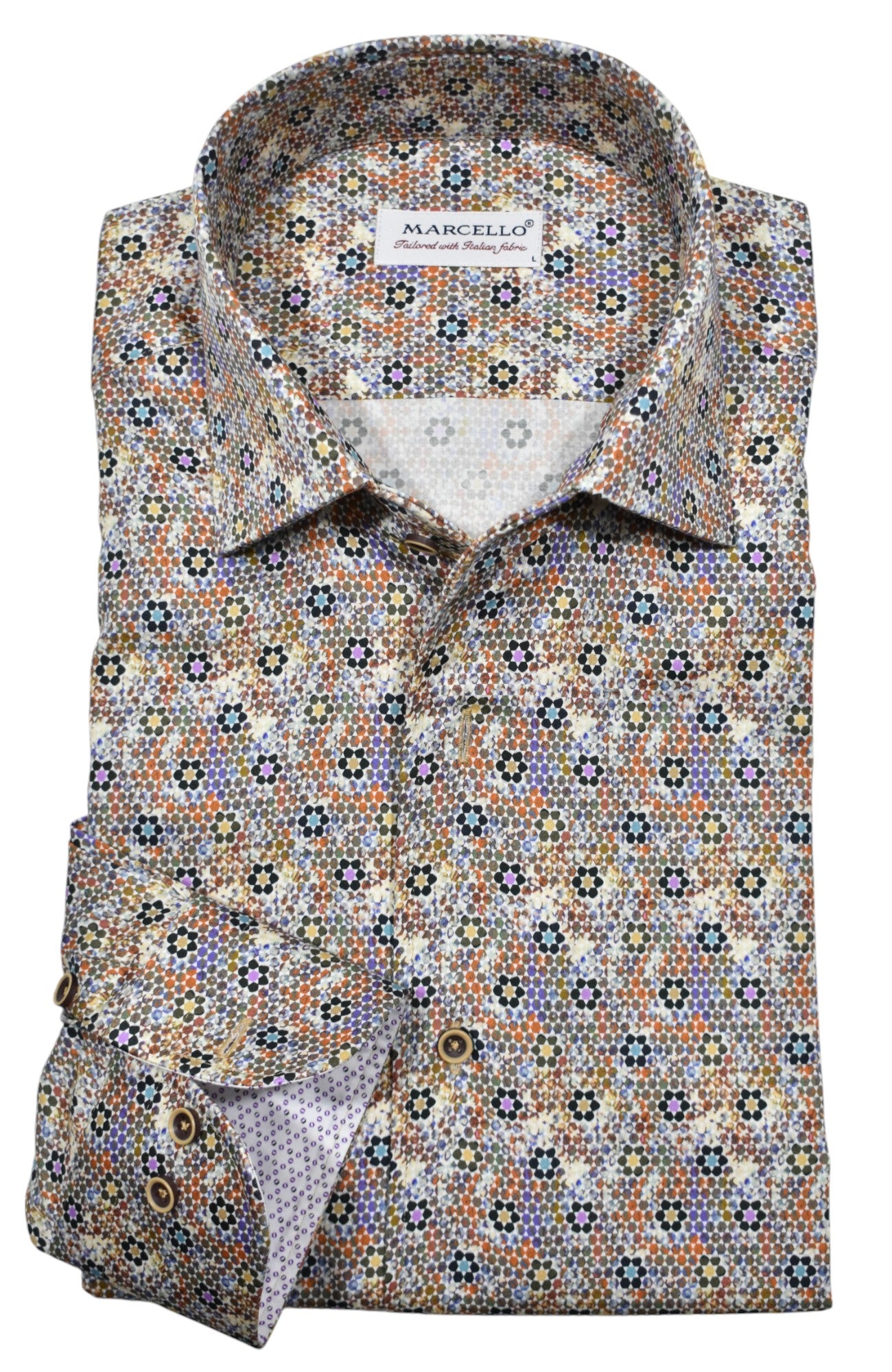 Unleash your vibrant and versatile style with our Marcello Carnivale Roll Collar Shirt!