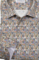 Unleash your vibrant and versatile style with our Marcello Carnivale Roll Collar Shirt!