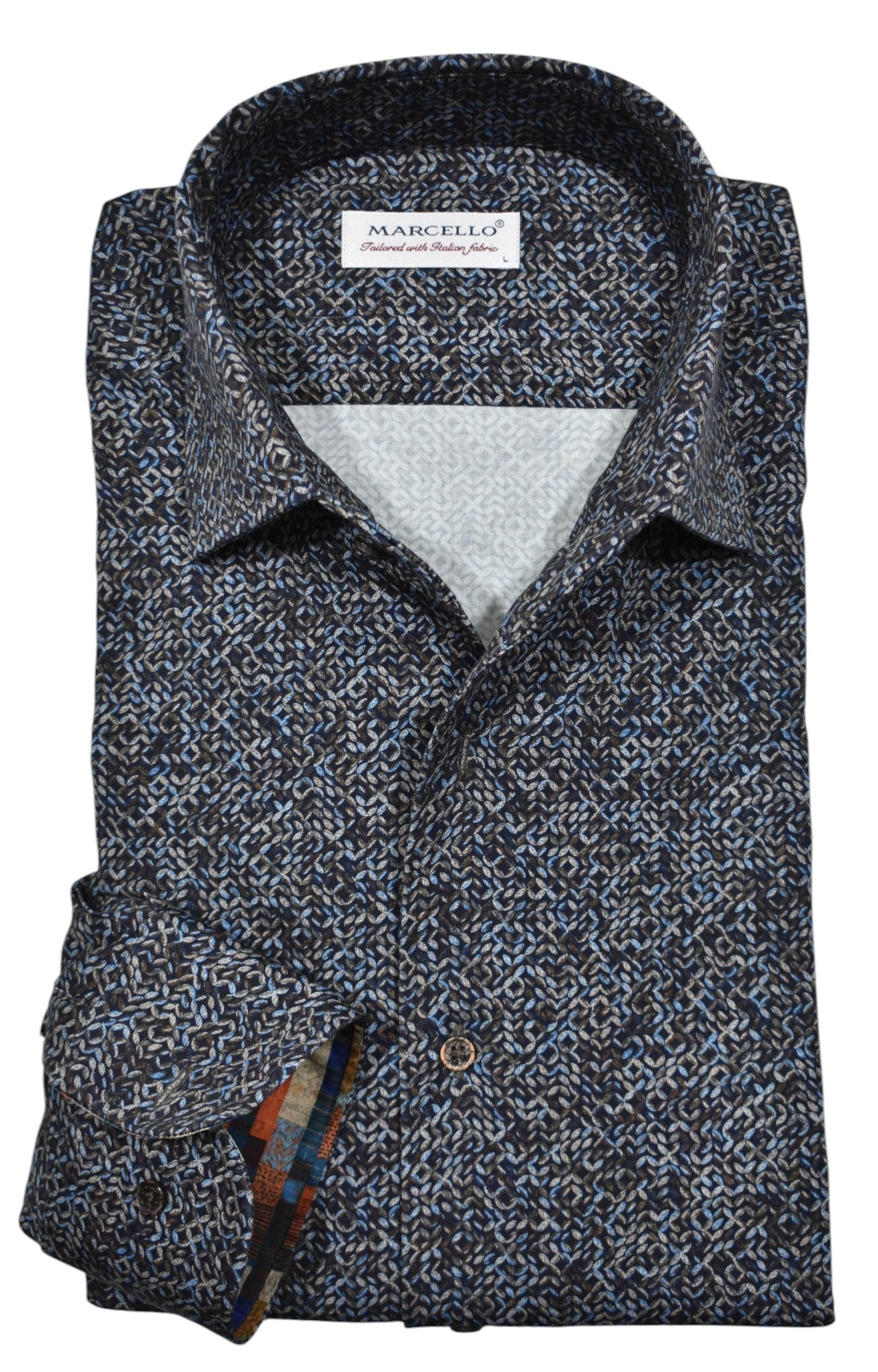 Elevate your Fall wardrobe with our Marcello Mochachino Link Roll Collar Shirt.