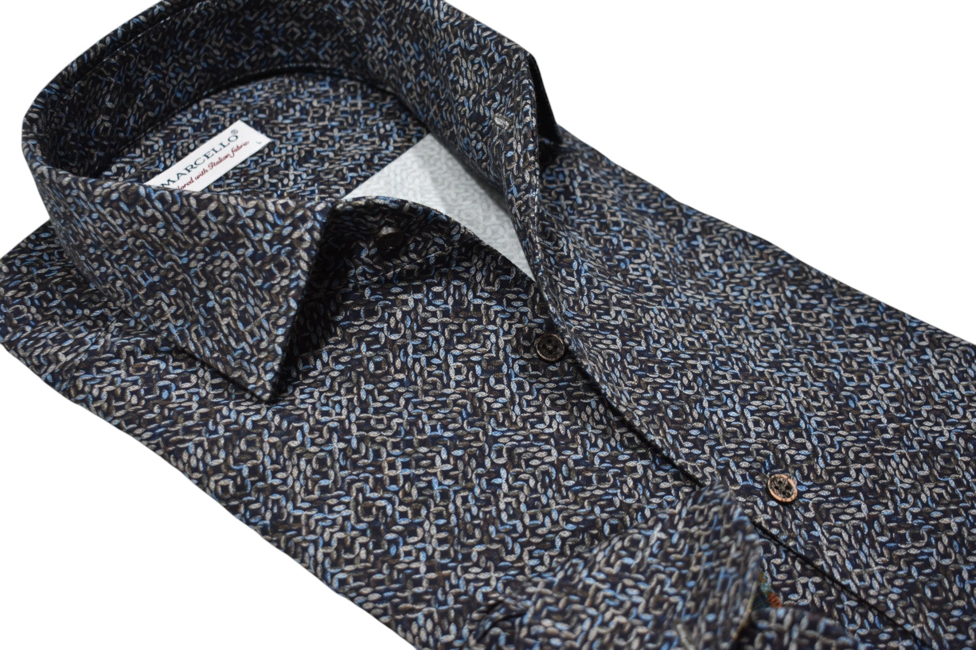 Elevate your Fall wardrobe with our Marcello Mochachino Link Roll Collar Shirt.