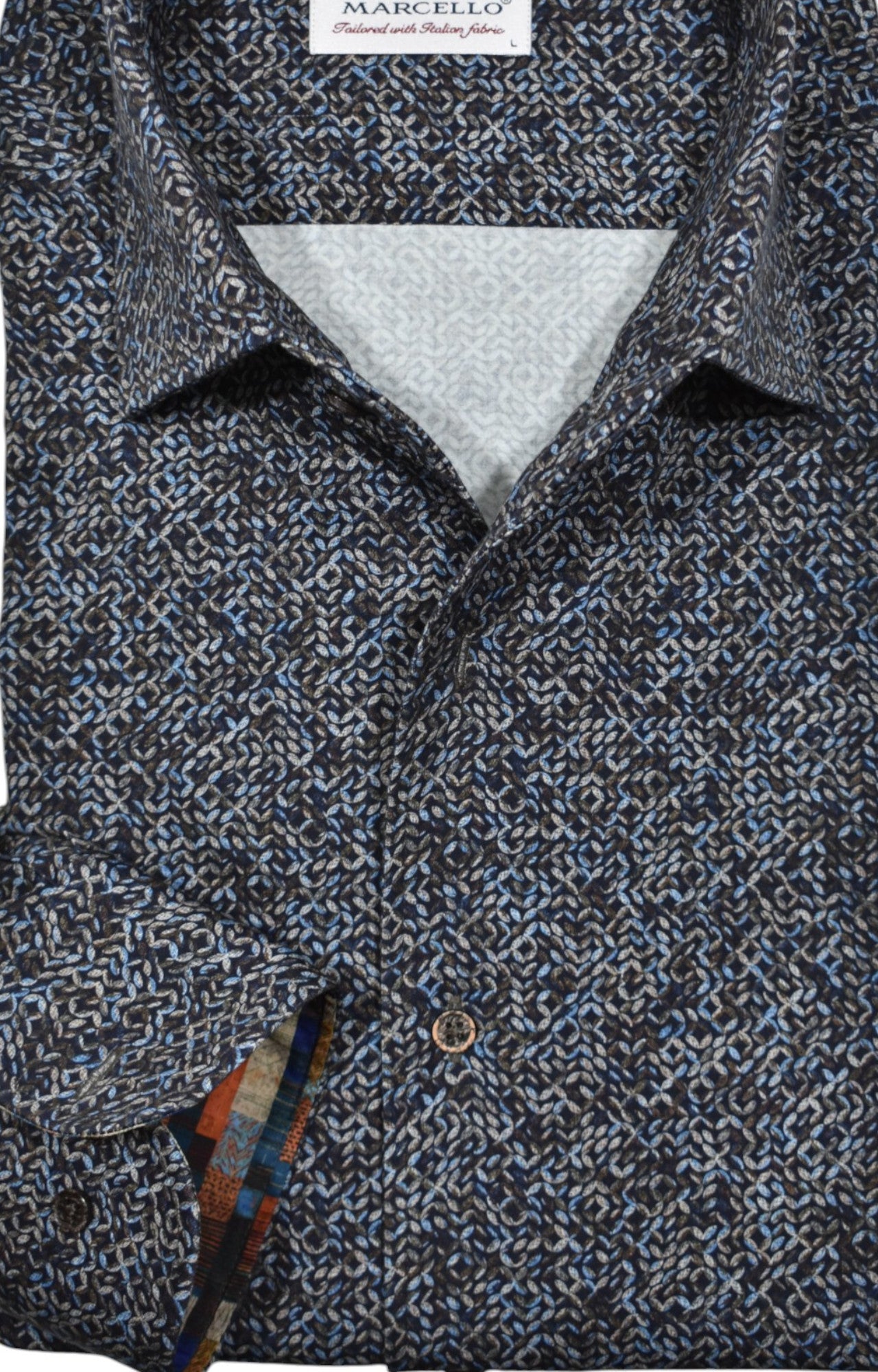 Elevate your Fall wardrobe with our Marcello Mochachino Link Roll Collar Shirt.