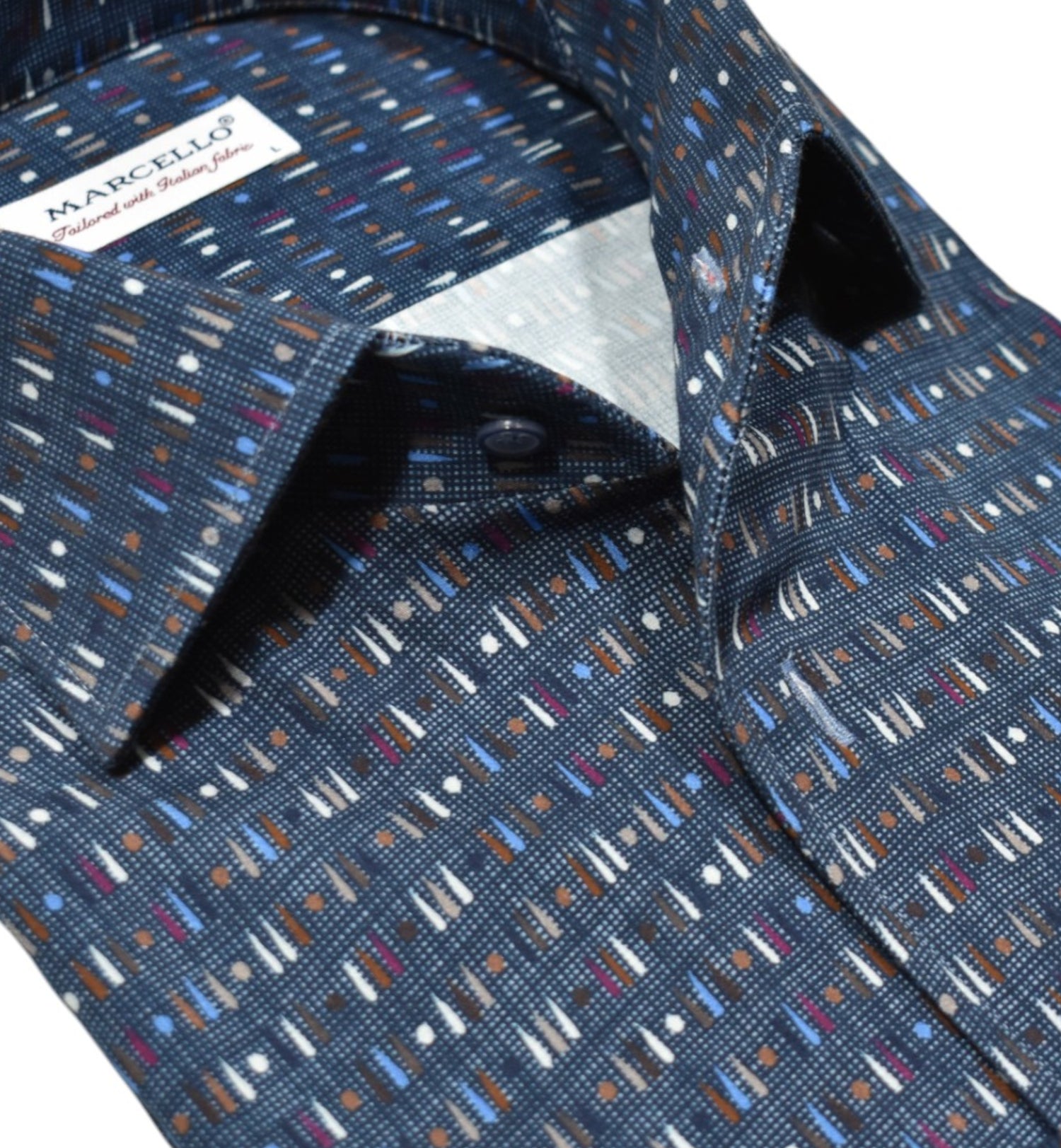 Elevate your wardrobe with our Marcello Teardrop Hopsack Roll Collar.