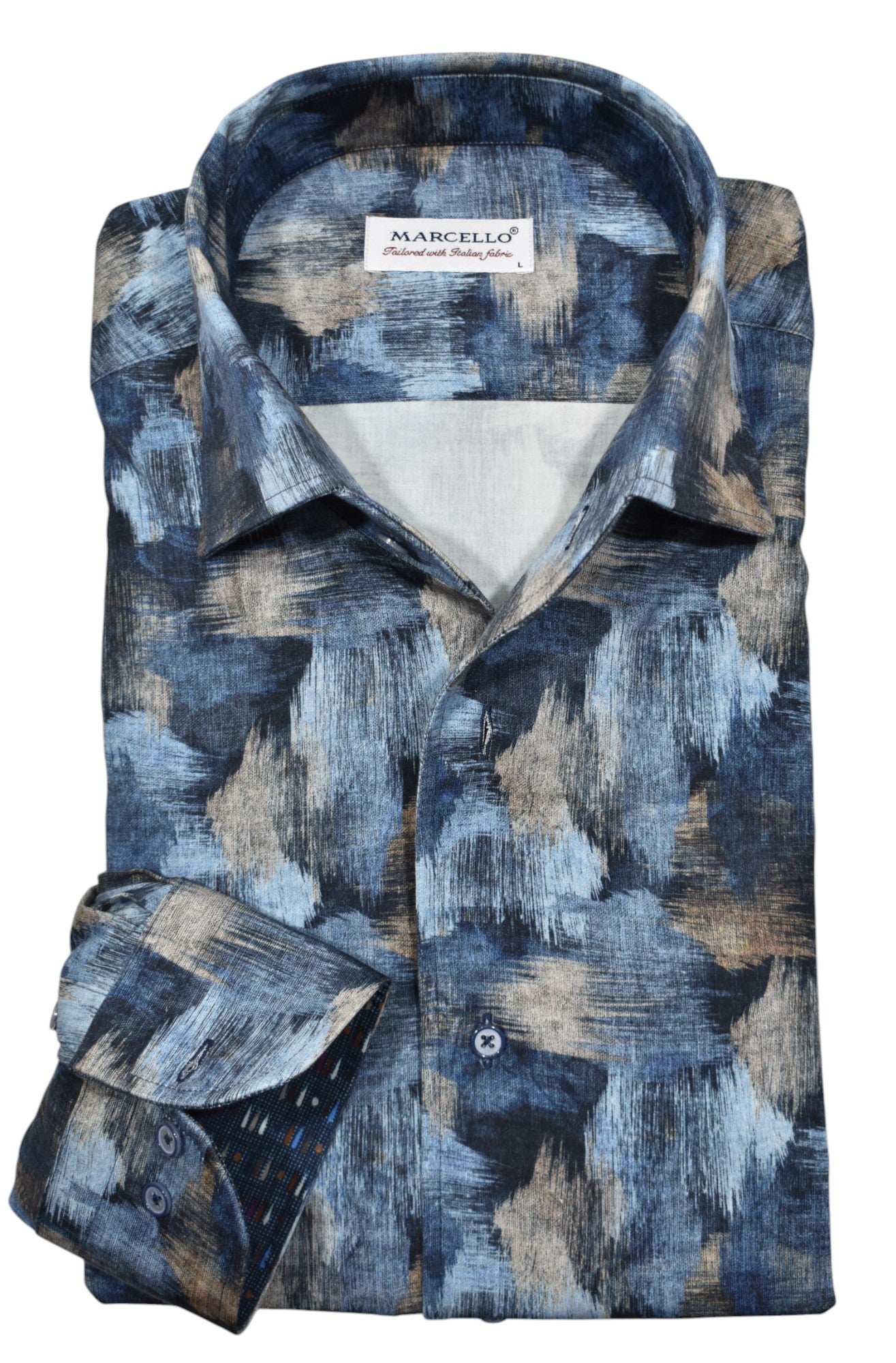 levate your style with the Marcello Atlantic Current Roll Collar Shirt.