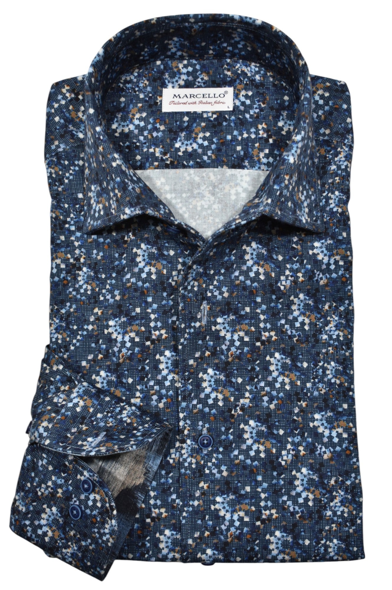 Elevate your style with our Marcello Perplexed Graphic Roll Collar! 