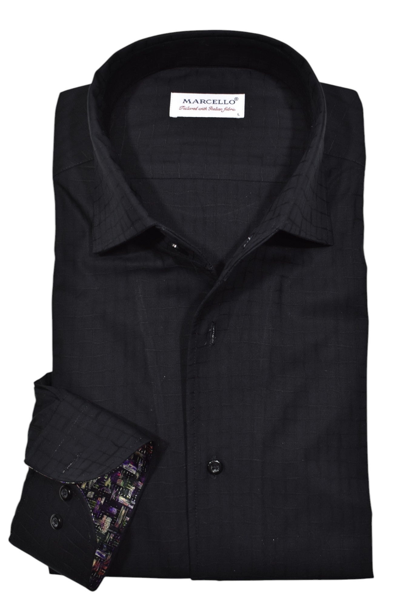 Elevate your wardrobe with the Marcello Barney Black Sport Shirt.