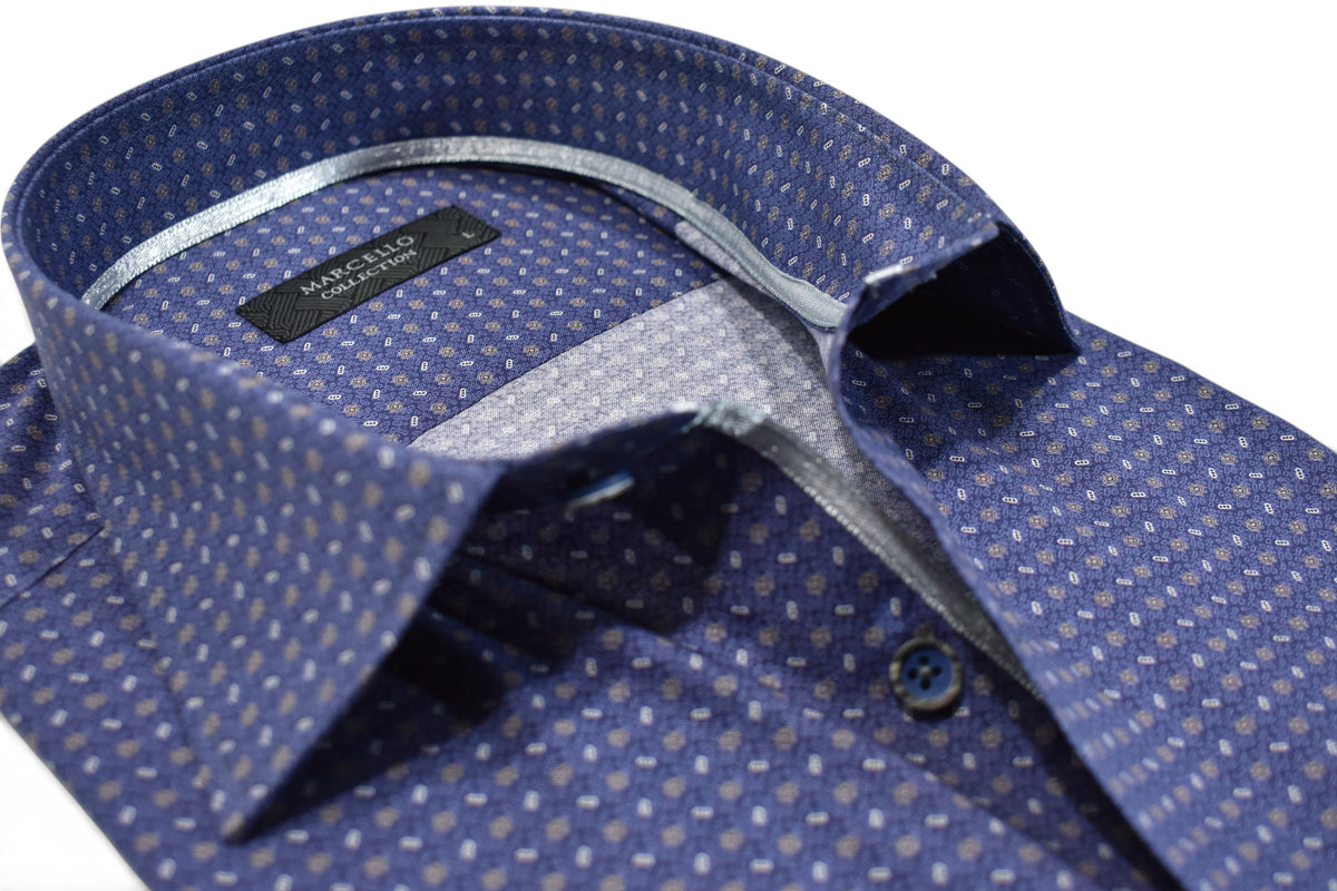 Monaco slate micro print sport shirt by Marcello