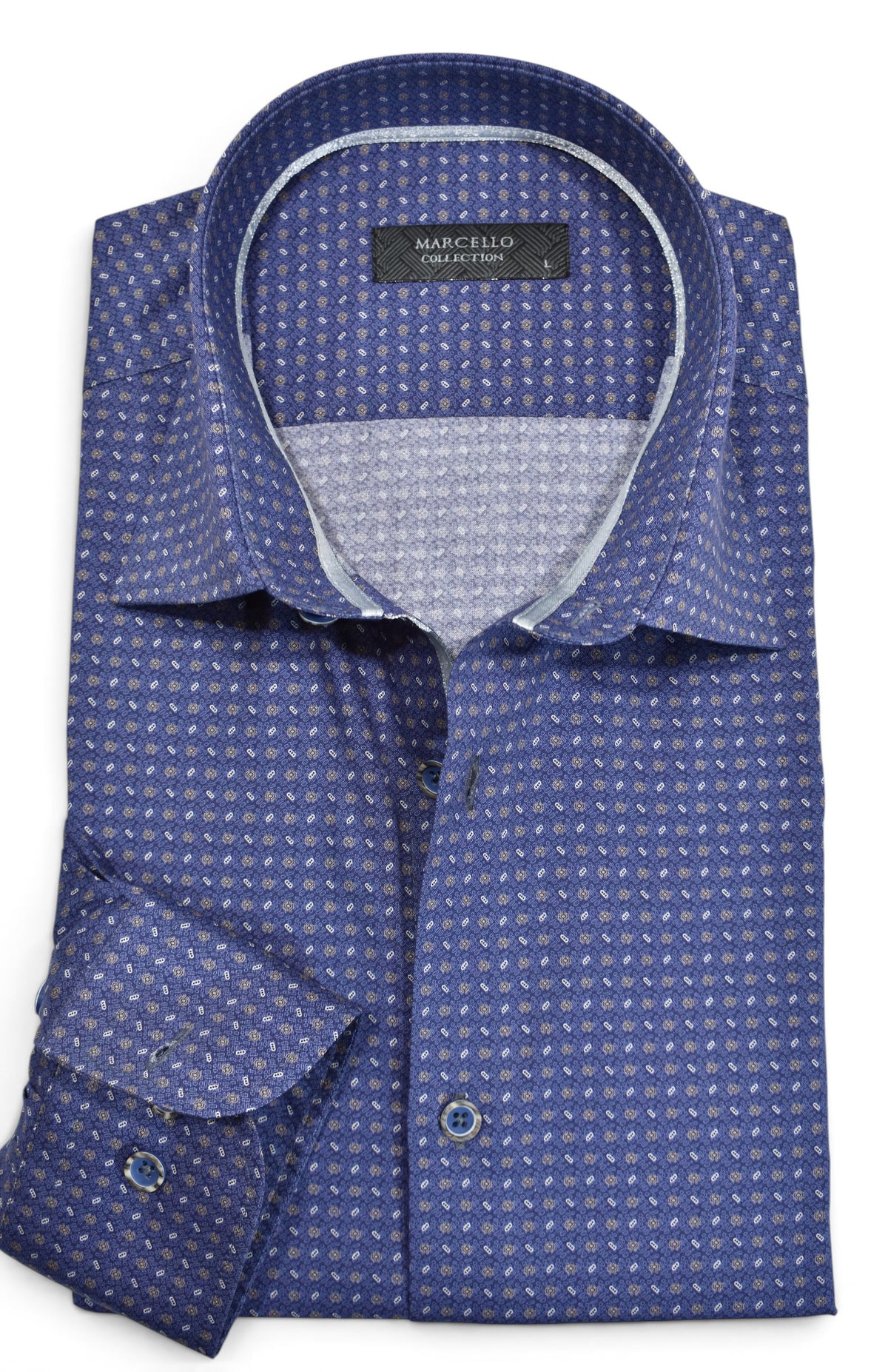 Monaco slate micro print sport shirt by Marcello