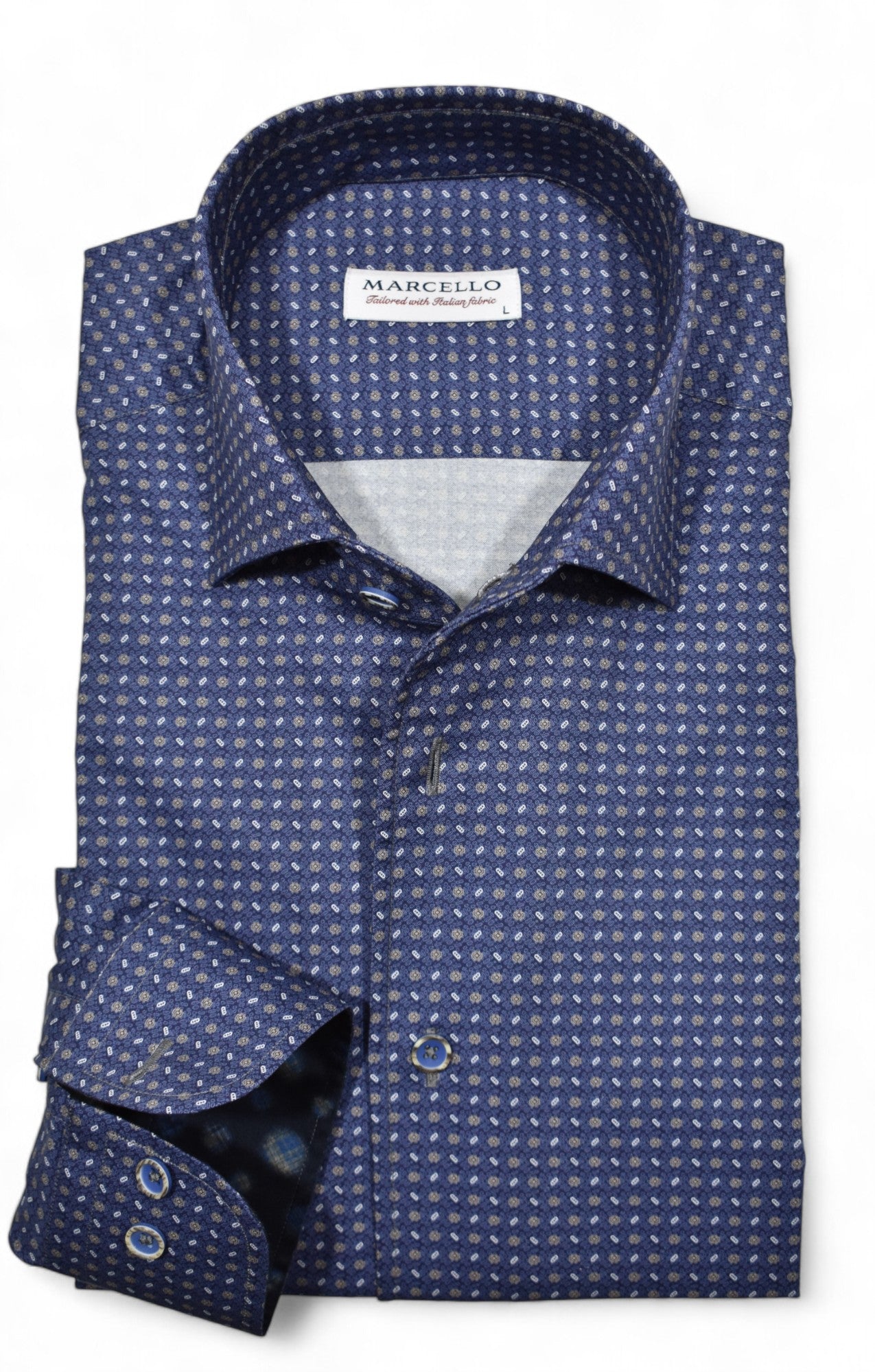 Experience luxury and style with our Marcello Monaco Micro Print shirt.