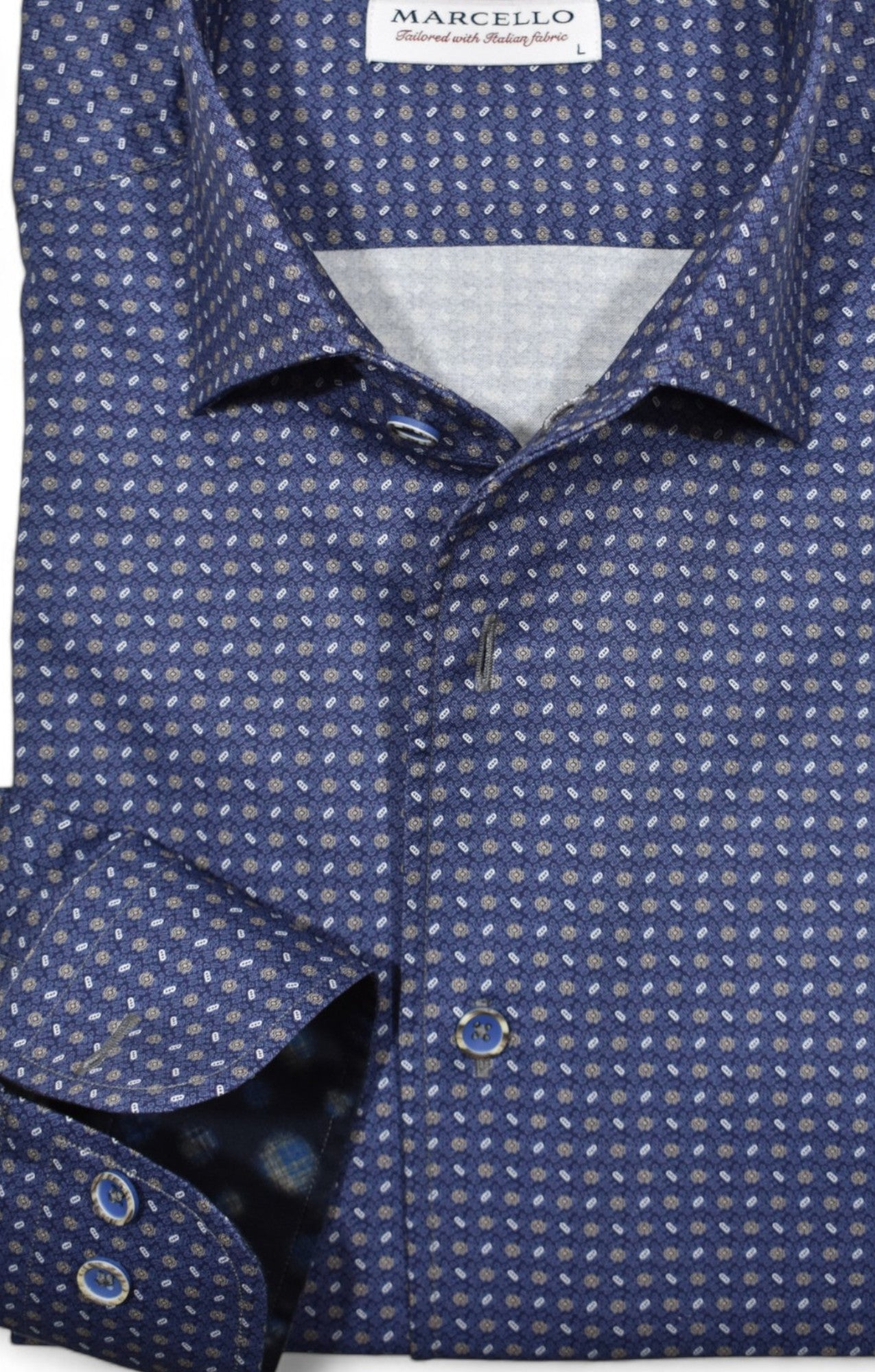 Experience luxury and style with our Marcello Monaco Micro Print shirt.