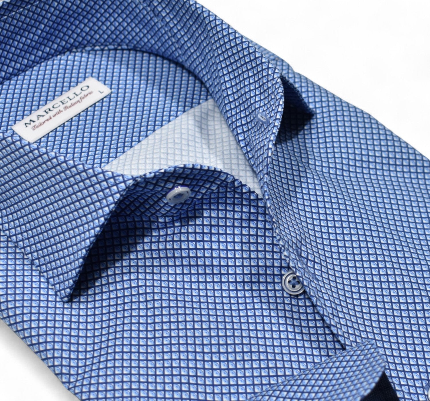 Experience ultimate comfort and style with our Marcello Soho Blue Roll Collar.