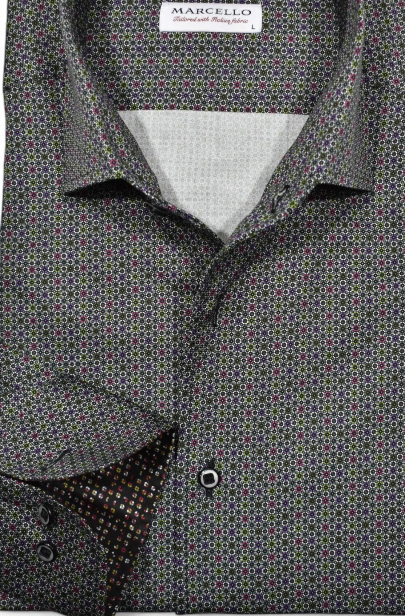 Upgrade your traditional style with our Marcello Chicago Neat sport shirt. 