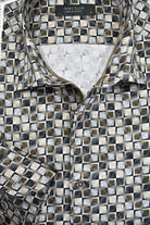 Marcello sand brushed square print shirt.