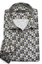Marcello sand brushed square print shirt.