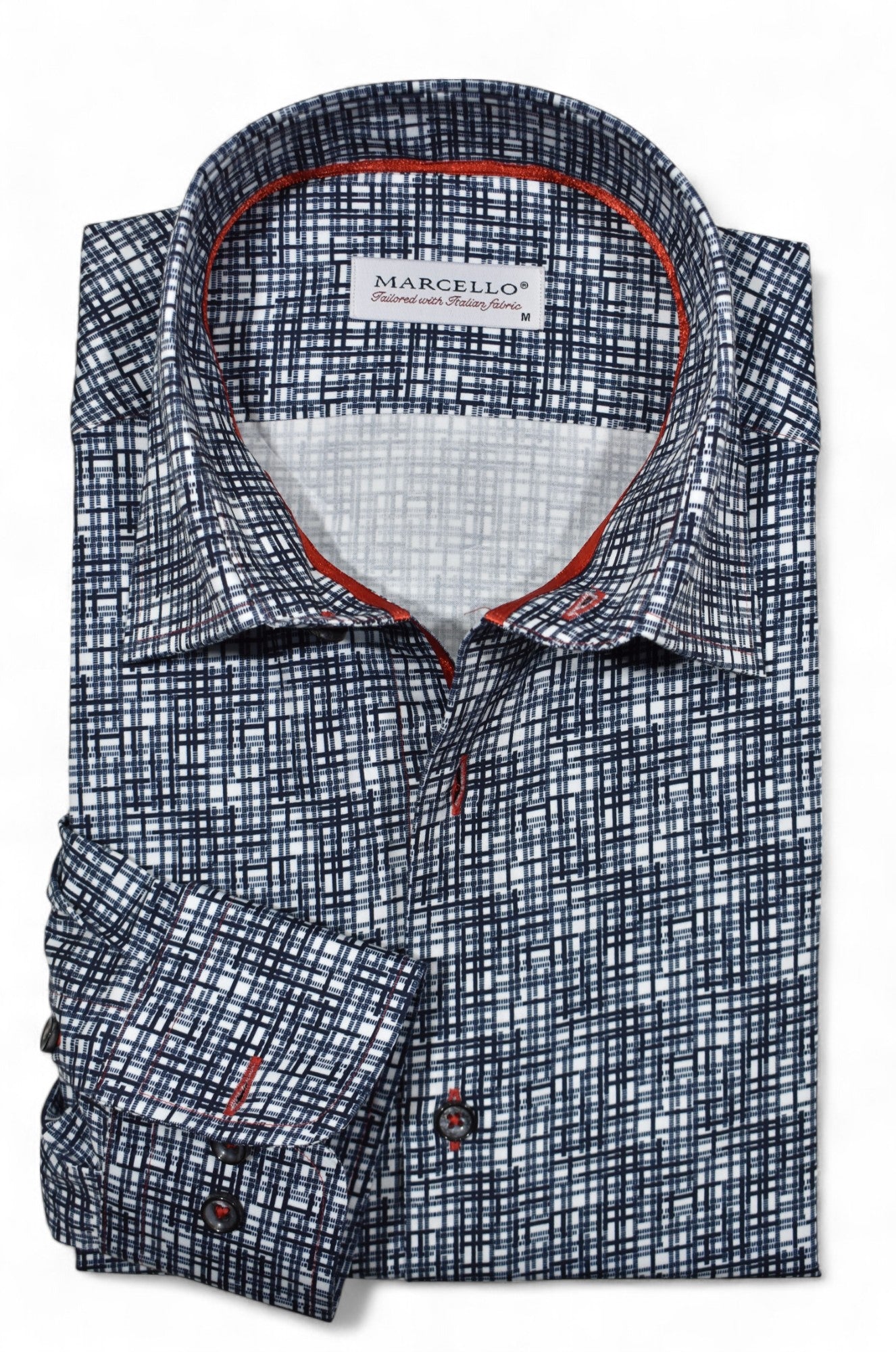 Marcello navy plaid shirt.