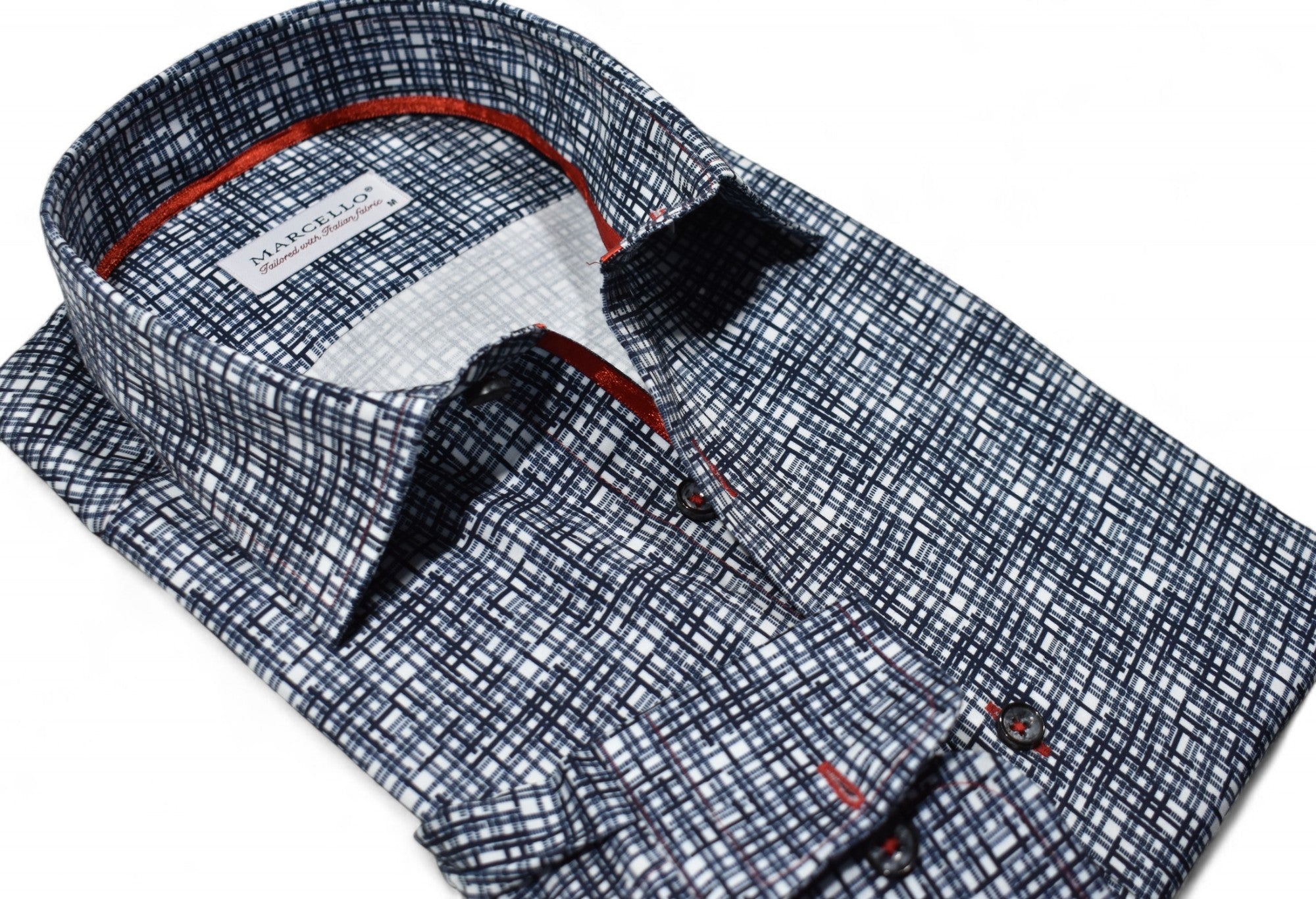 Marcello navy plaid shirt.