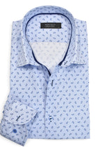 Marcello blue check floating paisleys shirt.