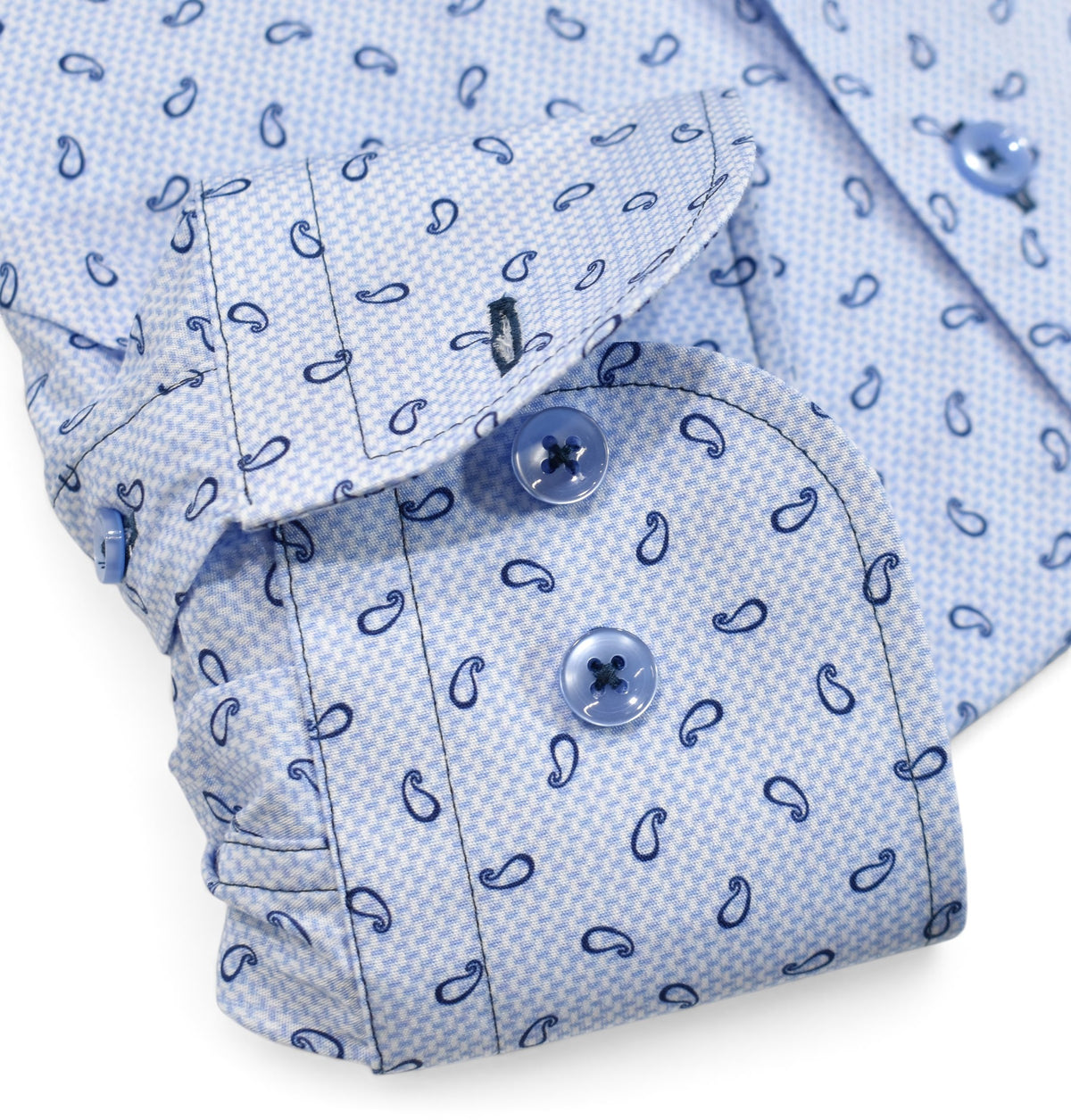 Marcello blue check floating paisleys shirt.