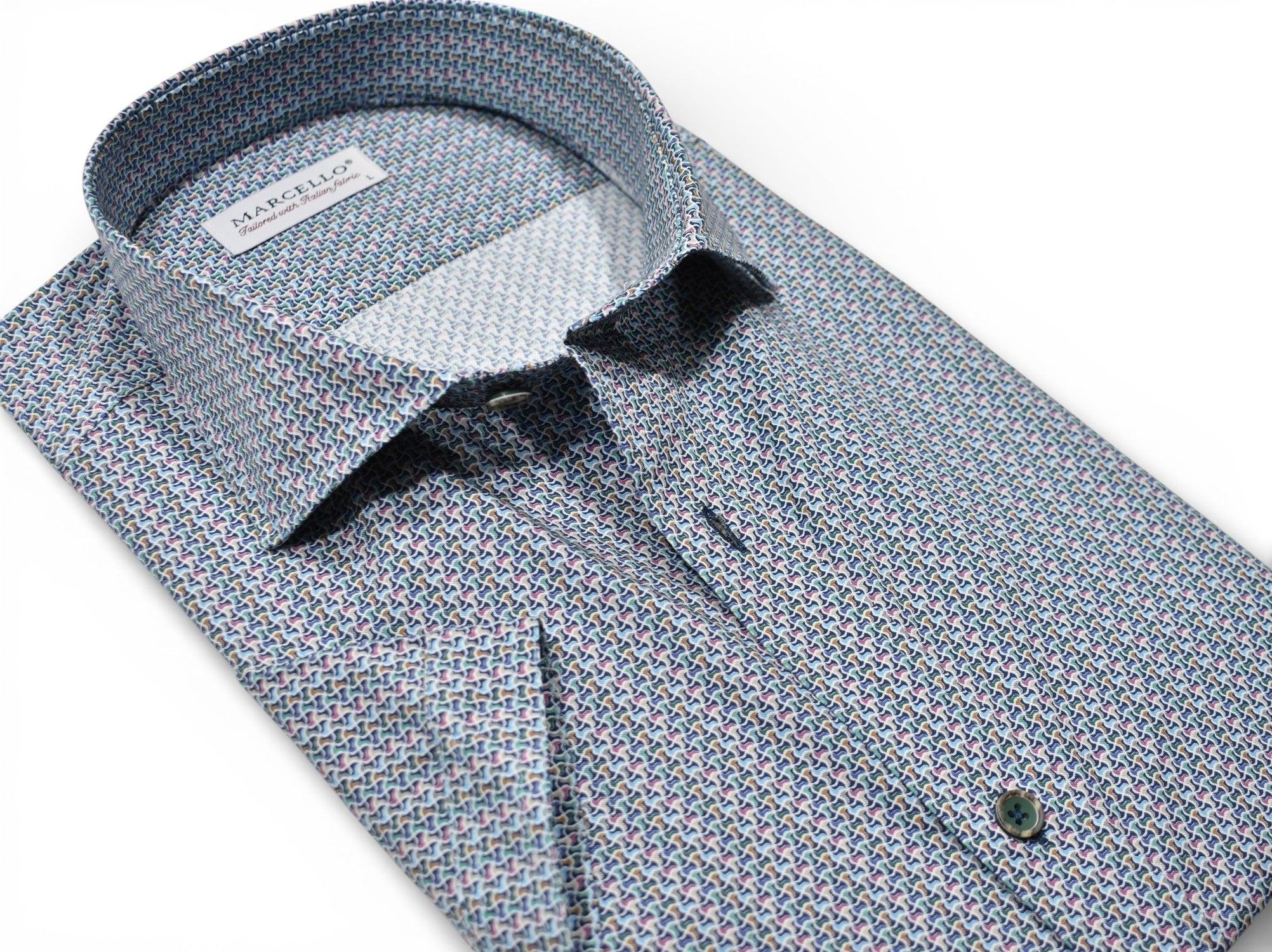 Marcello micro print short sleeve shirt.