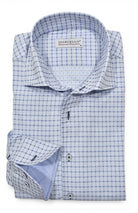 Marcello sky blue textured check shirt.
