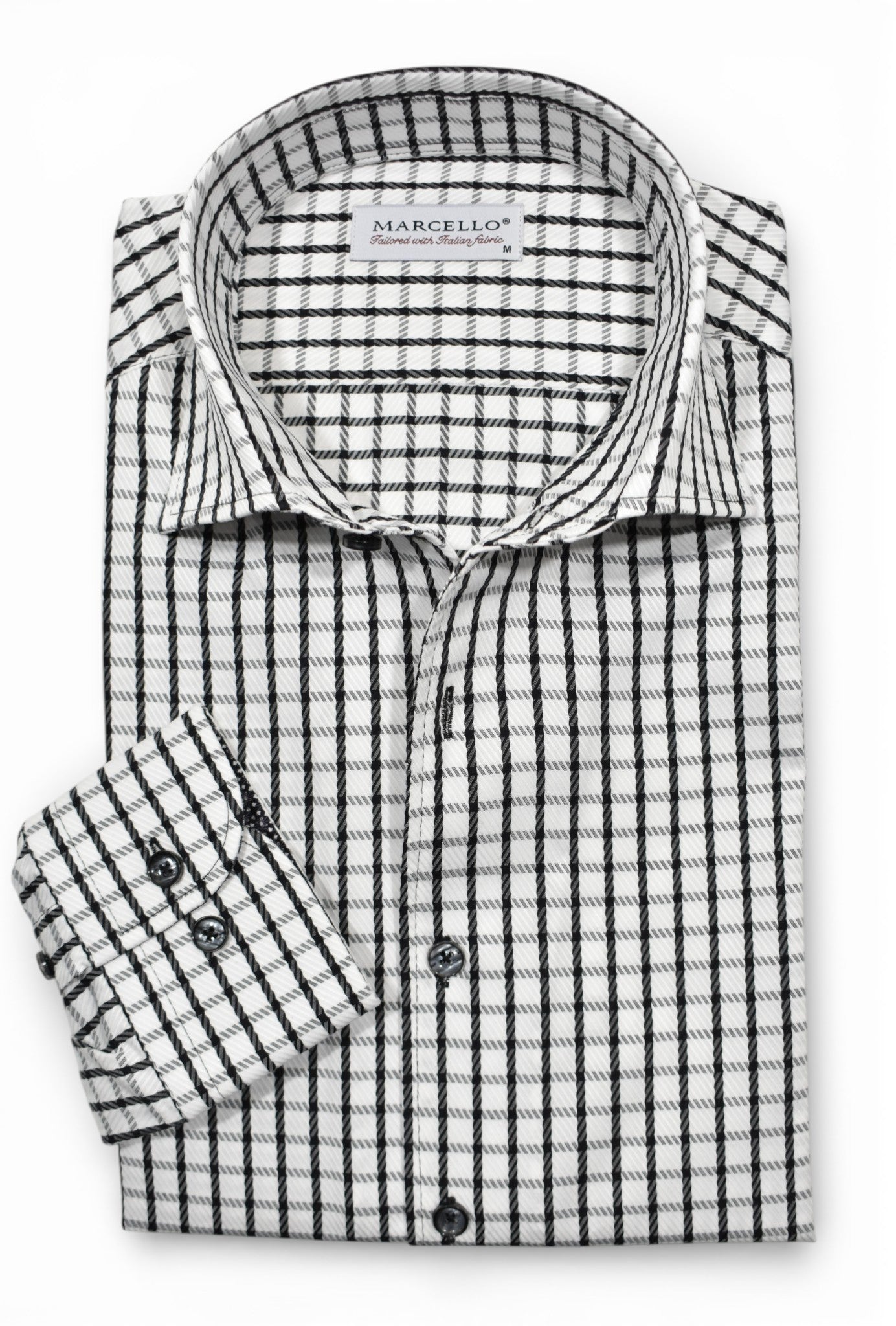 Marcello black plaid shirt.