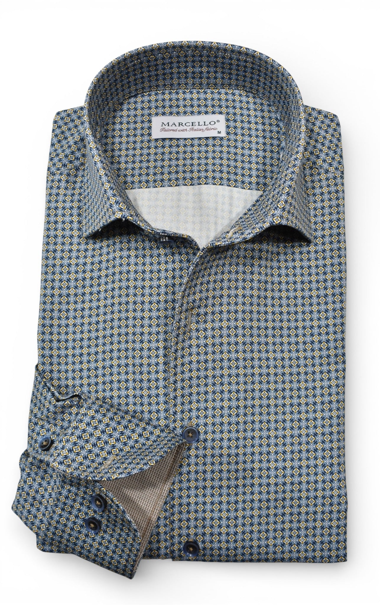 Marcello gold diamond shirt.
