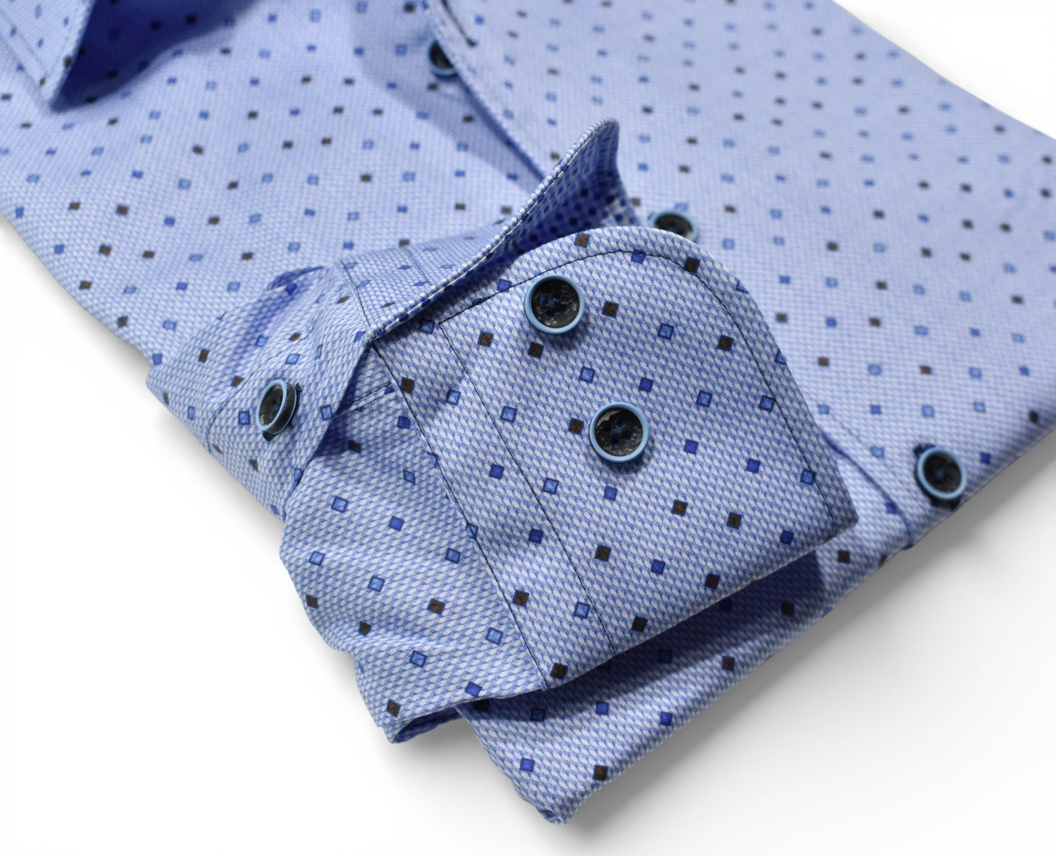 Marcello blue diamond shirt.
