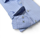 Marcello Delray blue dotted shirt.