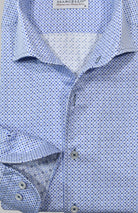 Marcello Delray blue dotted shirt.
